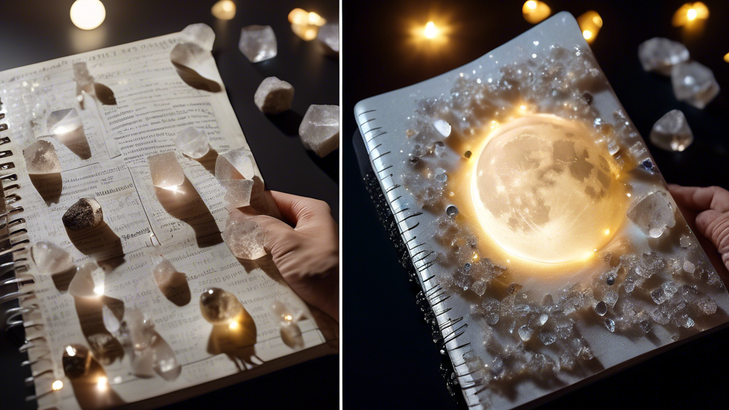 A woman looking frustrated at scattered vision boards and affirmation cards, moonlight streaming through a window suggesting a different path