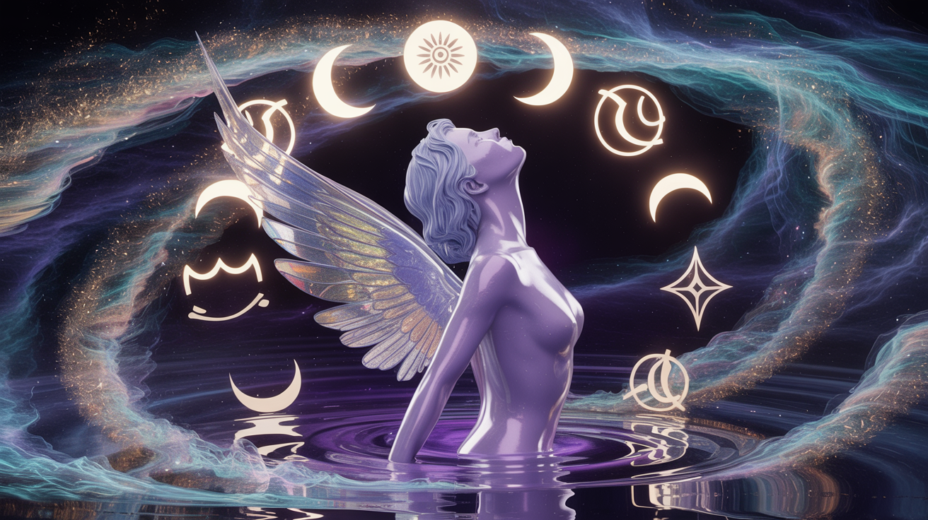 Scorpio Moon - A woman standing at the edge of deep water under transformative moonlight, symbolizing emotional depth and rebirth